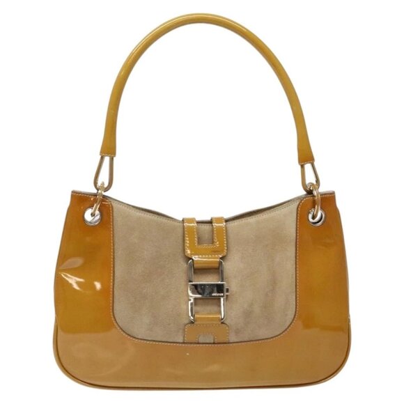 GUCCI Shoulder Bag Suede Beige Gold 001 4150 Auth hk2911 - Picture 3 of 16